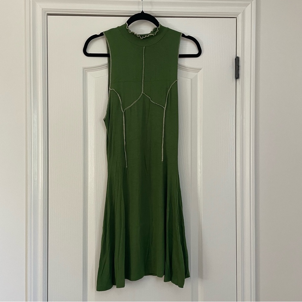 Urban Outfitters Green Deja Seamed Mini Dress